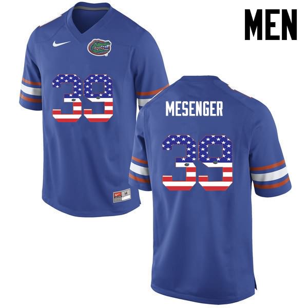 NCAA Florida Gators Jacob Mesenger Men's #39 USA Flag Fashion Nike Blue Stitched Authentic College Football Jersey OUT6064DE